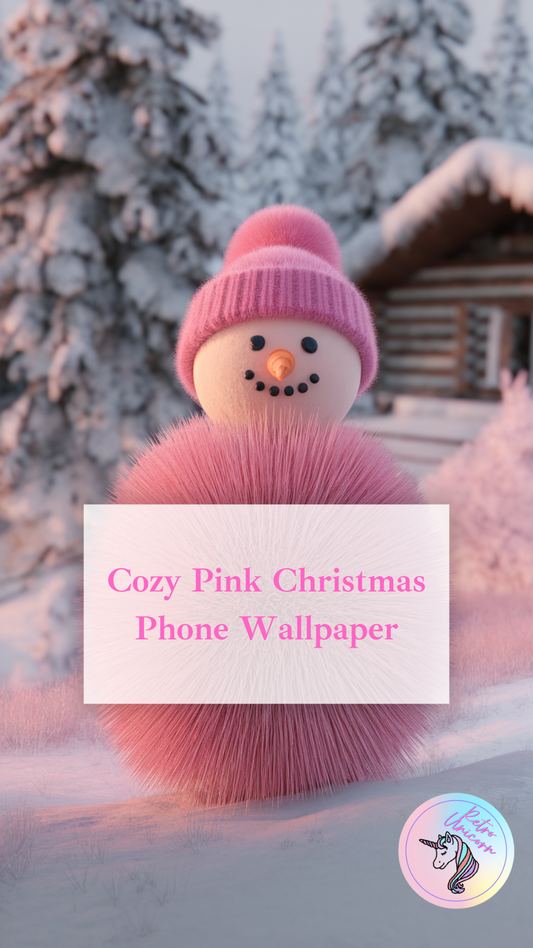 Fluffy Pink Snowman Phone Wallpaper