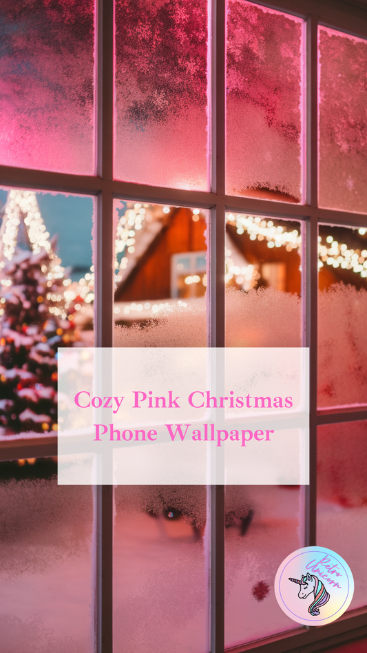 Glistening Pink Frosted Windows Christmas Phone Wallpaper