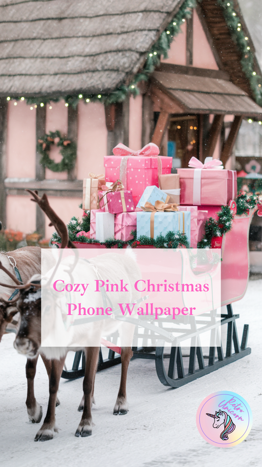 Pink Sleigh and Presents Christmas Wallpaper