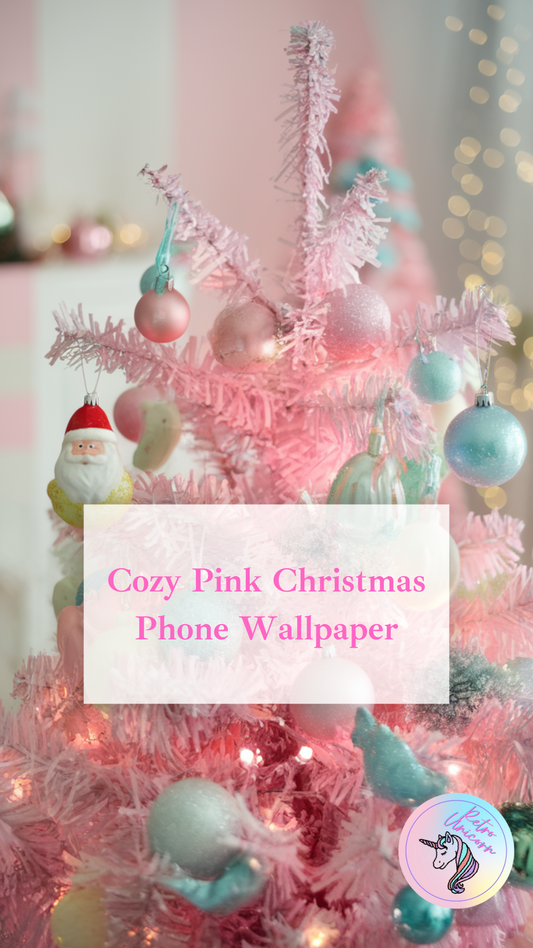 Playful Pink Christmas Tree Phone Wallpaper